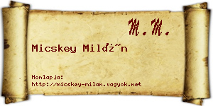 Micskey Milán névjegykártya